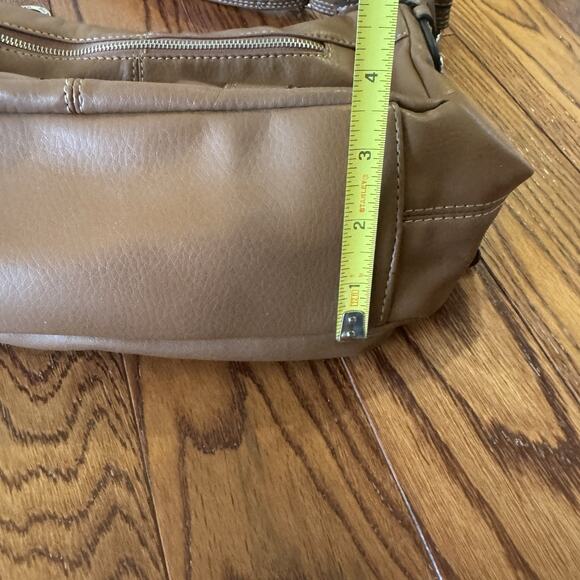 Franco Sarto Brown Faux Leather Handbag Purse Crossbody Shoulder Bag Pockets - Picture 14 of 16